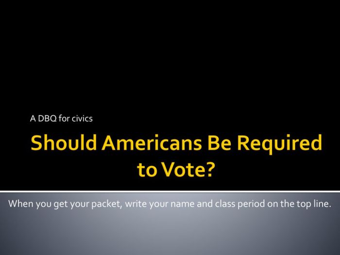 Should americans be required to vote dbq