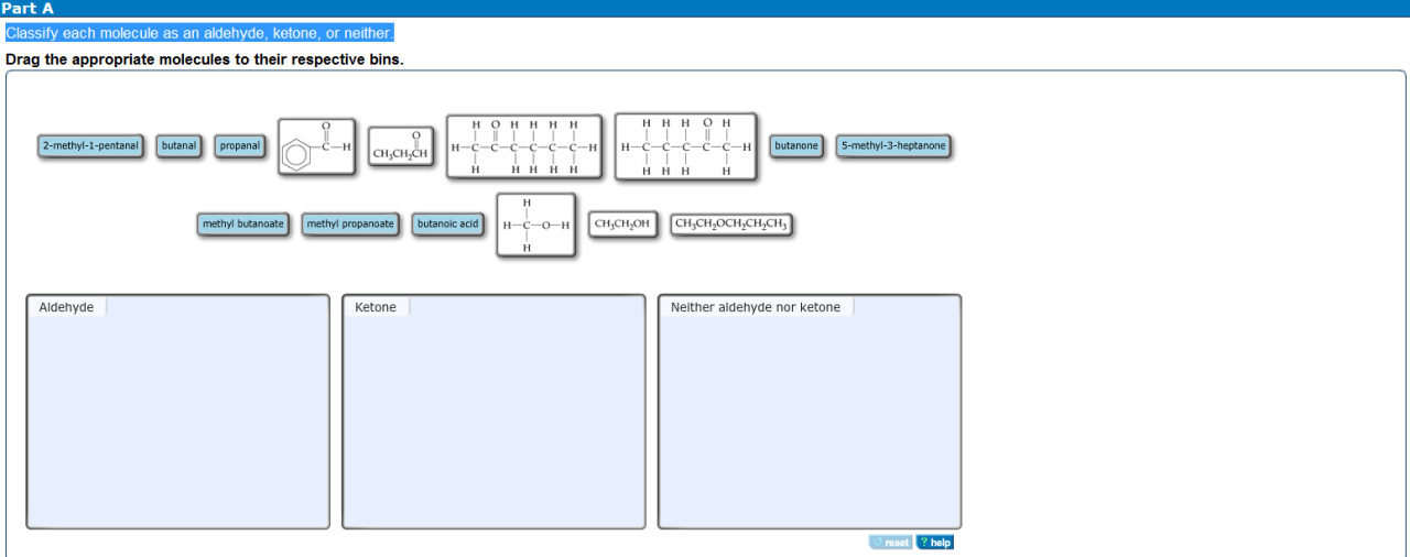 Classify each molecule as an aldehyde ketone or neither